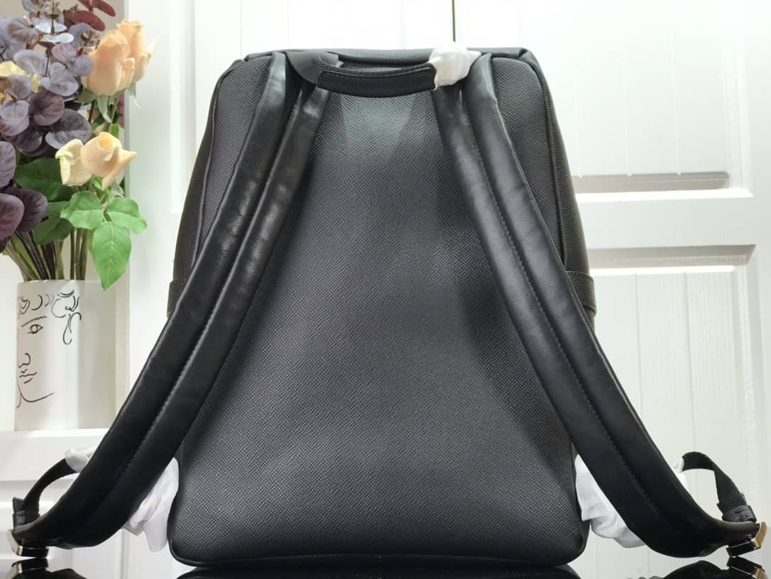 LV Backpack Replica Taiga Leather Discovery M30728 Black Gray