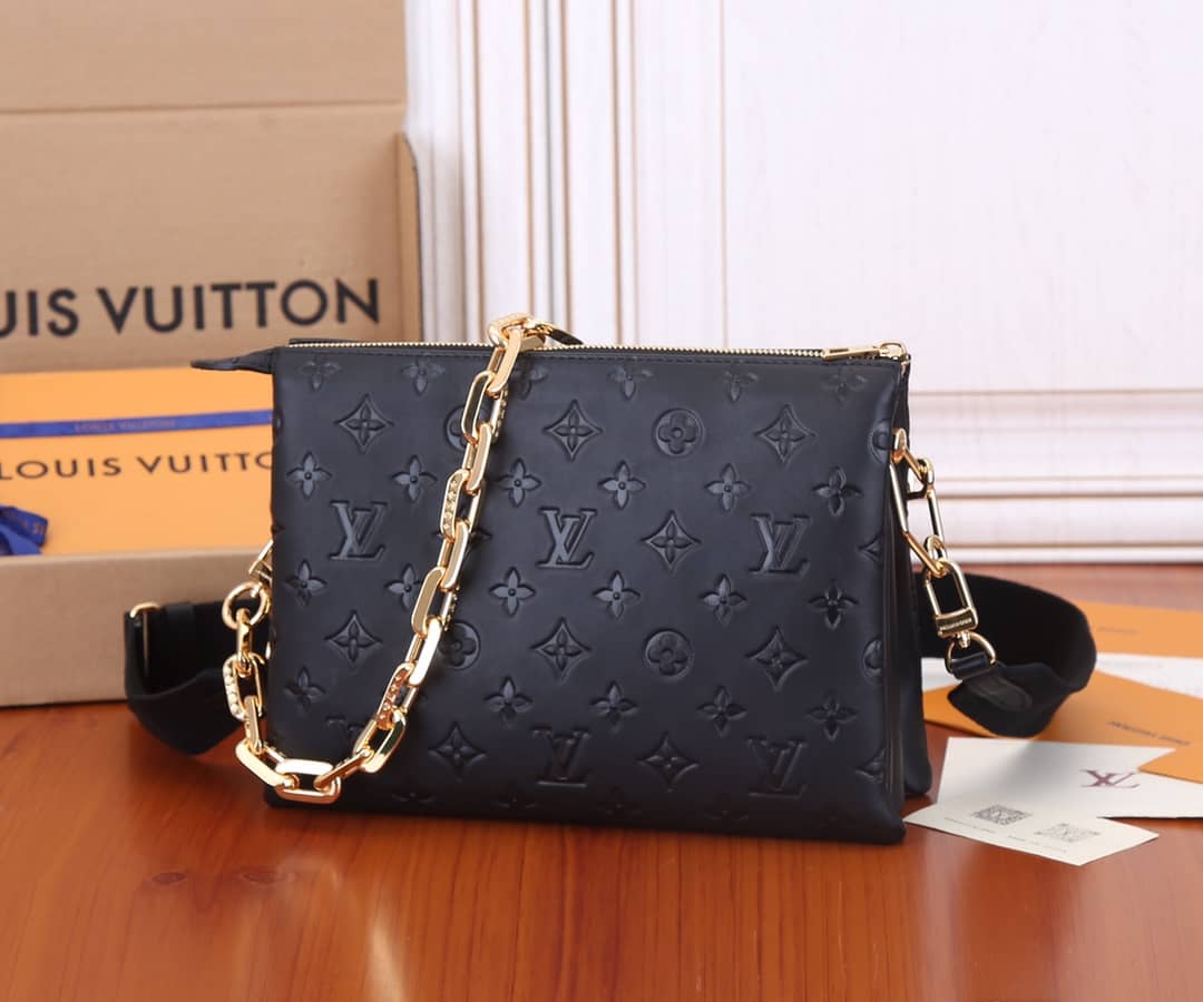 Best Replica L0vis Vvtt0n Coussin PM Monogram Embossed Replica Crossbody Bag Black M57790(ColaReps)