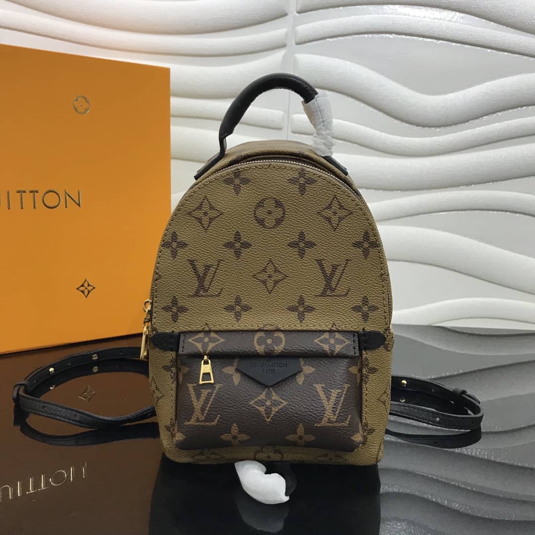 L0vis Vvtt0n Palm Spring Mini Replica Backpack Monogram Reverse Canvas Yellow M44872