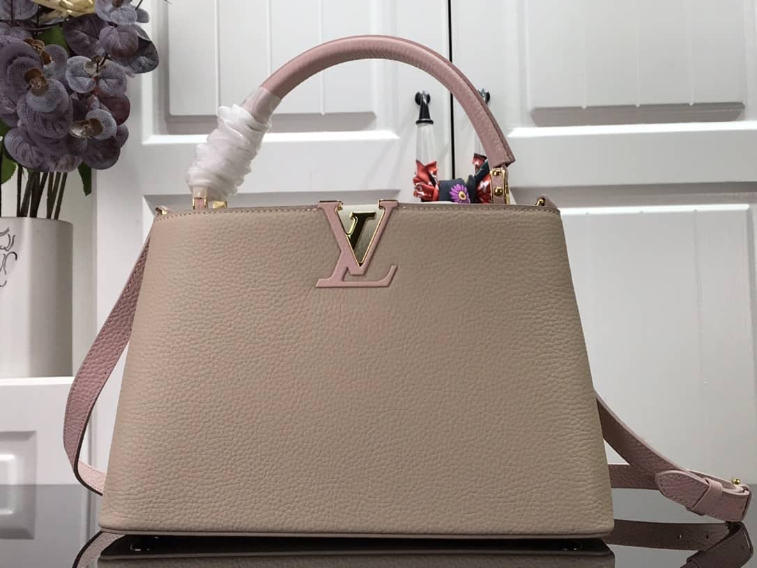 L0vis Vvtt0n Capucines MM 2way Leather Replica Shoulder Bag Apricot M57523