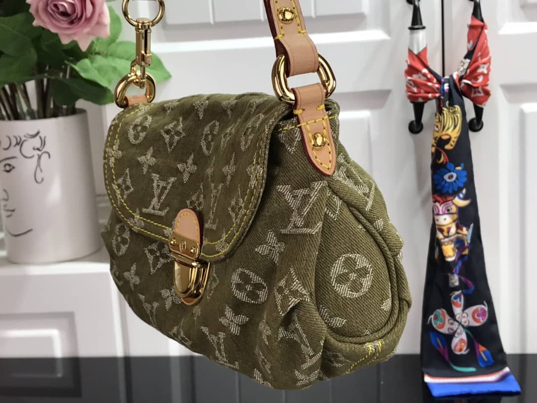 L0vis Vvtt0n Monogram Denim Mini Pleaty Replica Shoulder Bag Green M95050