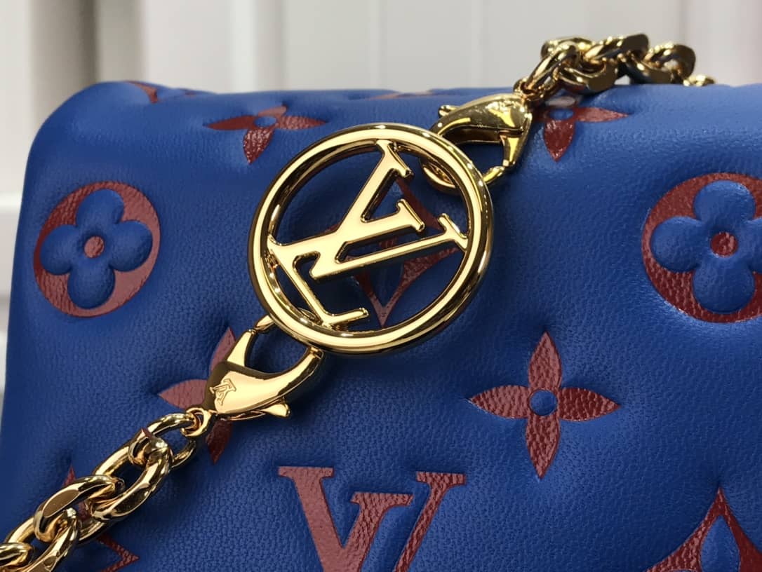 L0vis Vvtt0n Coussin Lambskin Monogram Embossed Pochette Replica Bag Blue