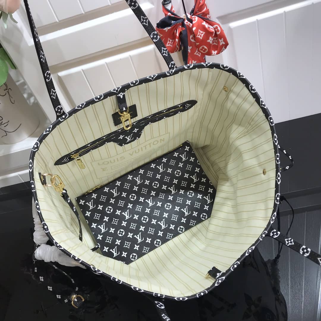 L0vis Vvtt0n Monogram Canvas Neverfull MM Bag Replica White M41177