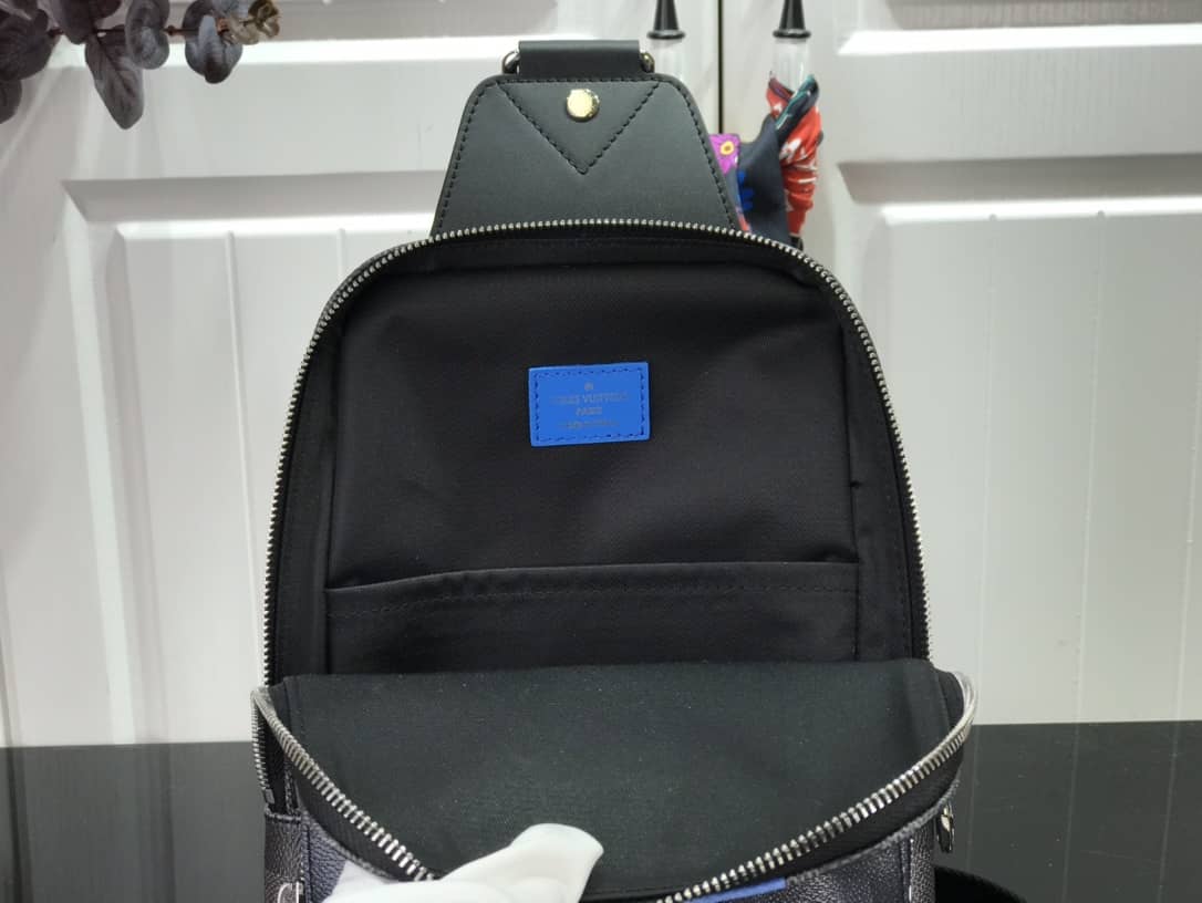 L0vis Vvtt0n Damier Graphite Mens Avenue Replica Sling Bag Black Blue N40403
