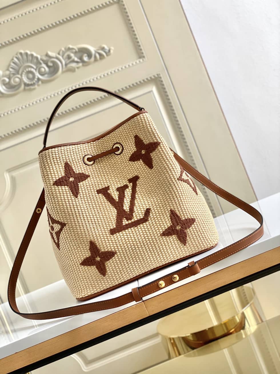 L0vis Vvtt0n NONO MM Apricot M57704 Replica Bucket Bag
