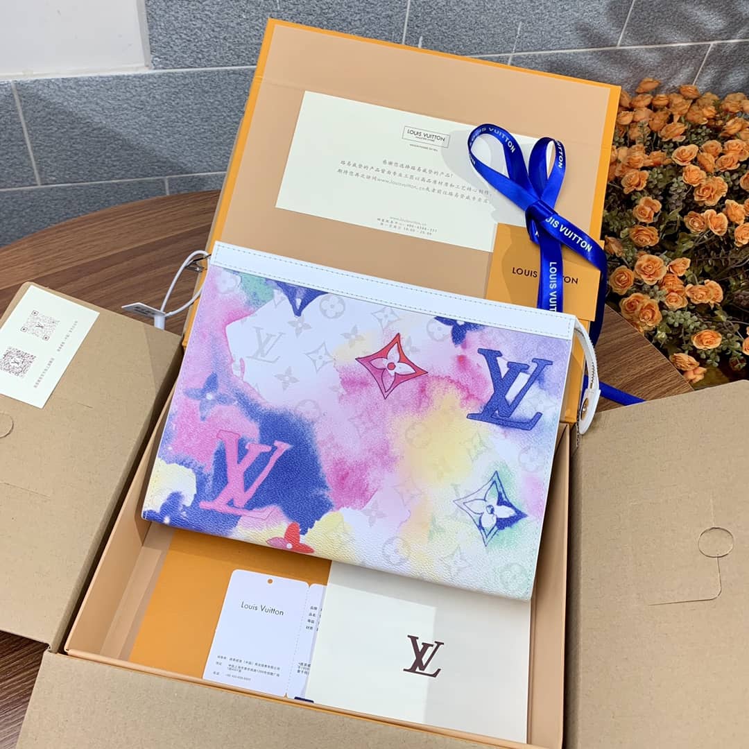 L0vis Vvtt0n Pochette Voyage Monogram Watercolor Replica Clutch Multicolor M80460
