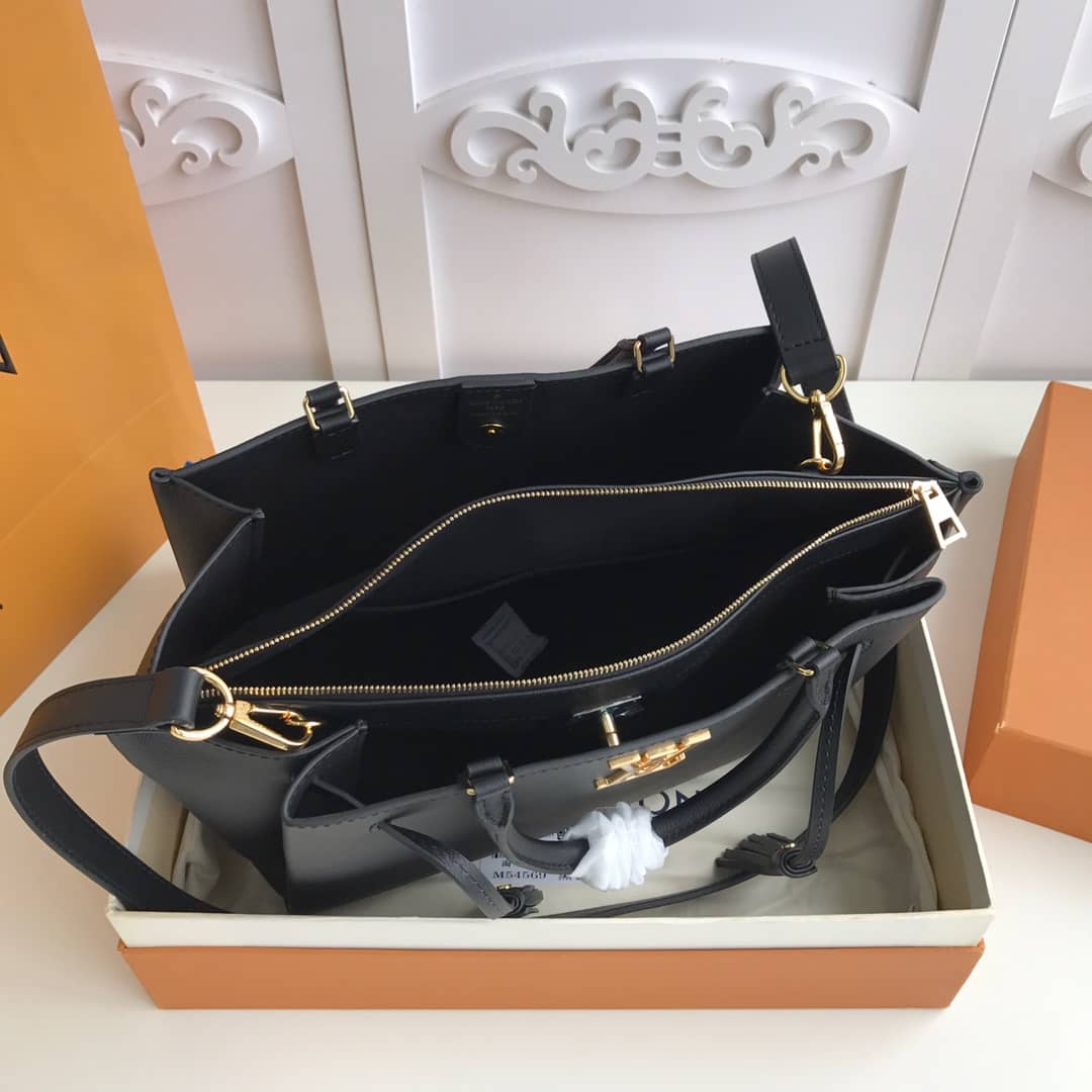 L0vis Vvtt0n Lockmeto Leather Tote Replica Black M54569