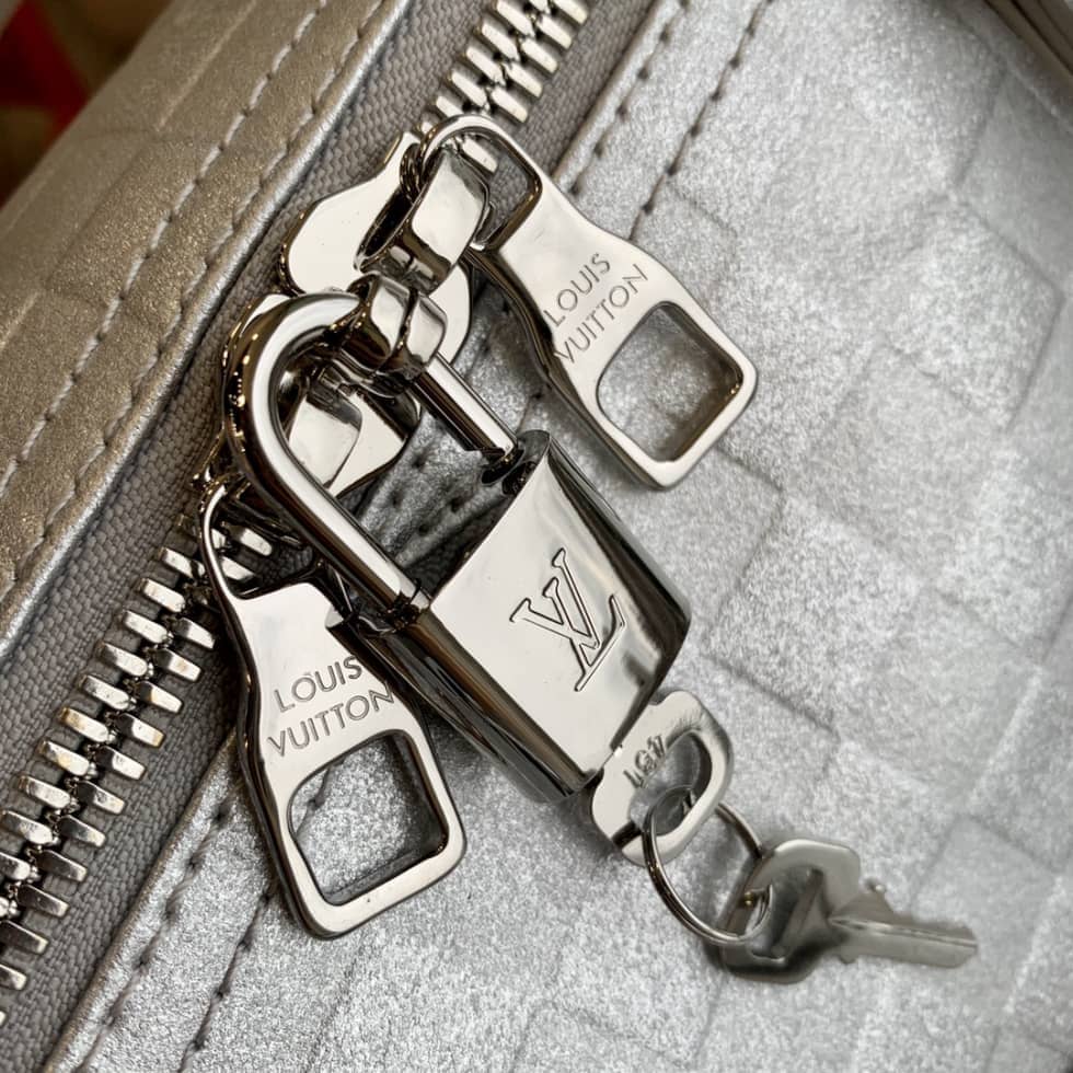 LV Duffle Bag Replica  Glitter Damier Keepall Silver N58041