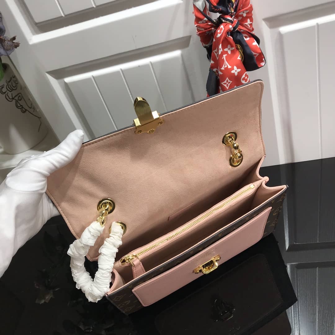 L0vis Vvtt0n Monogram Canvas Victoire Chain Bag Replica Pink M41731