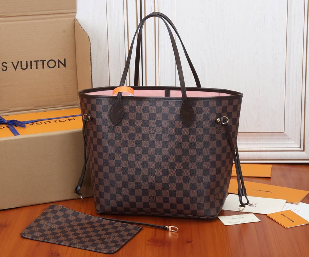 L0vis Vvtt0n Neverfull Dupe MM Damier Ebene Tote Replica Pink N41358