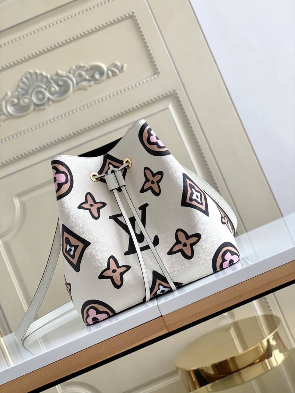 L0vis Vvtt0n NeoNoe Monogram Giant Jungle White M44679 Replica Bucket Bag