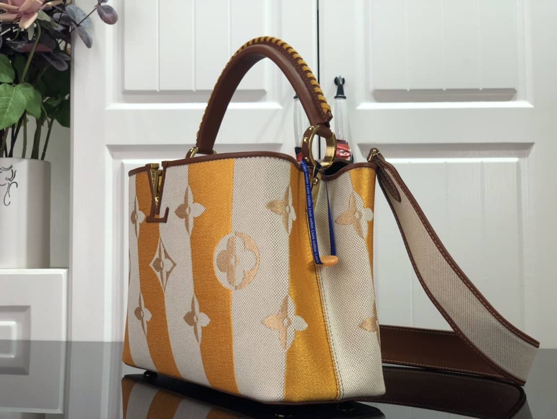 L0vis Vvtt0n Capucines Embroidery Replica Bag Orange M48865