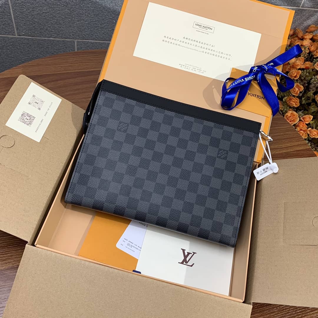 L0vis Vvtt0n Pochette Voyage MM Damier Coated Canvas Clutch Replica N41696