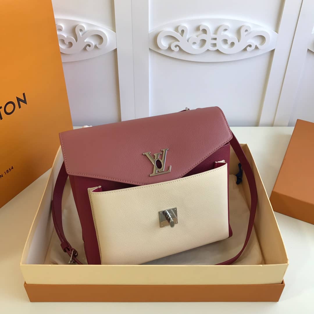 L0vis Vvtt0n MyLockMe 2way Leather Grain Replica Satchel Red M54849