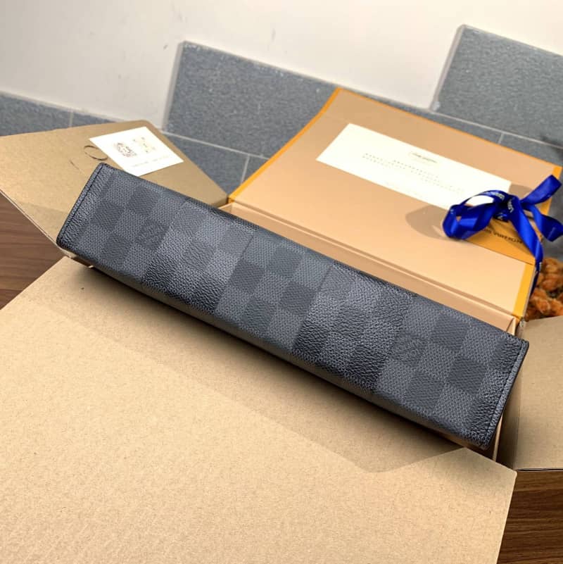 L0vis Vvtt0n Pochette Voyage MM Damier Giant Canvas Replica Orange N60412