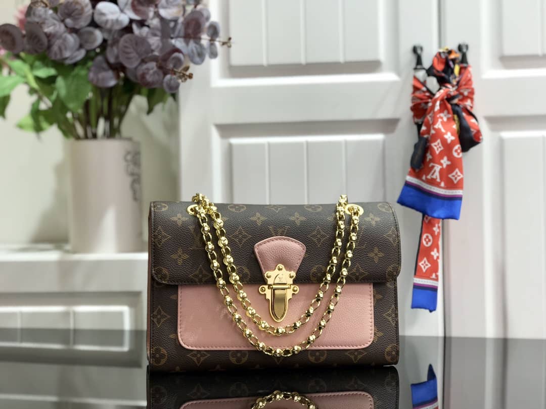L0vis Vvtt0n Monogram Canvas Victoire Chain Bag Replica Pink M41731