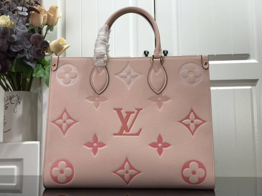 L0vis Vvtt0n On the Go MM Monogram Empreinte Two-way Tote Replica Pink M45717