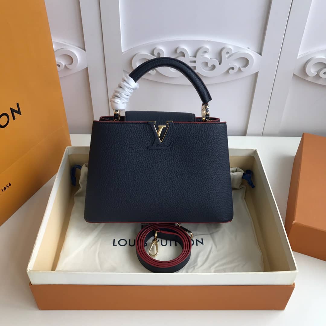 L0vis Vvtt0n Capucines MM 2way Taurillon Leather Shoulder Bag Replica Blue M43934