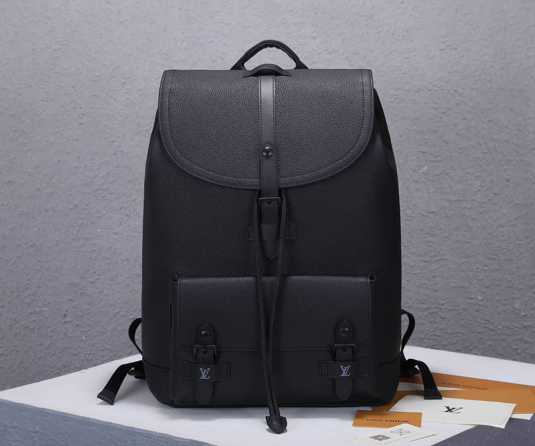 L0vis Vvtt0n Christopher Slim Taurillon Leather Black M58644 Replica Backpack