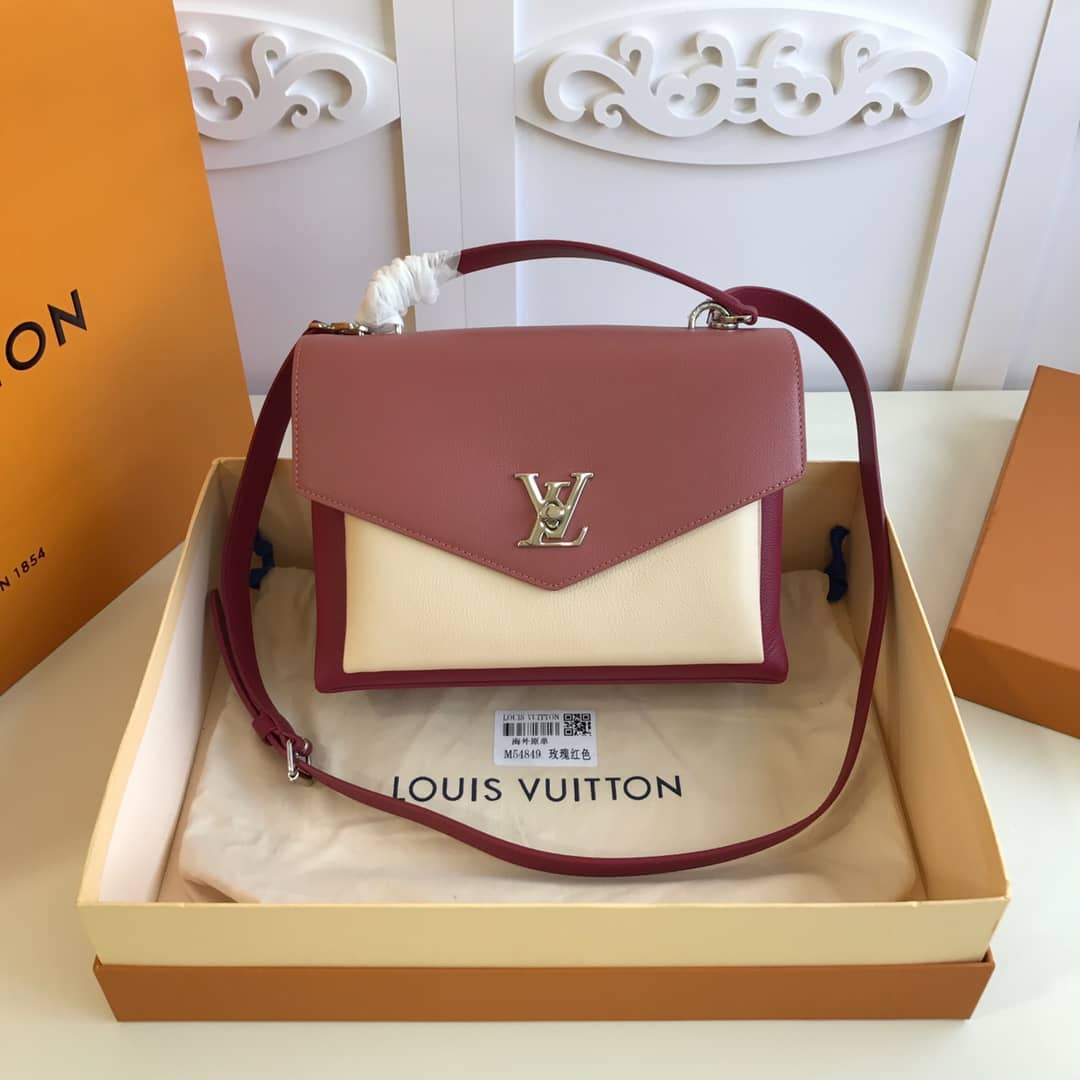L0vis Vvtt0n MyLockMe 2way Leather Grain Replica Satchel Red M54849