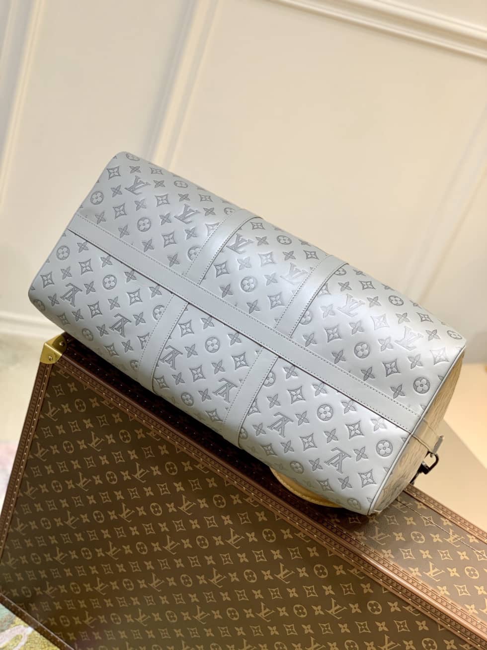 LV Duffle Bag Replica Unisex Keepall 50B Anthracite Monogram Gray M46117
