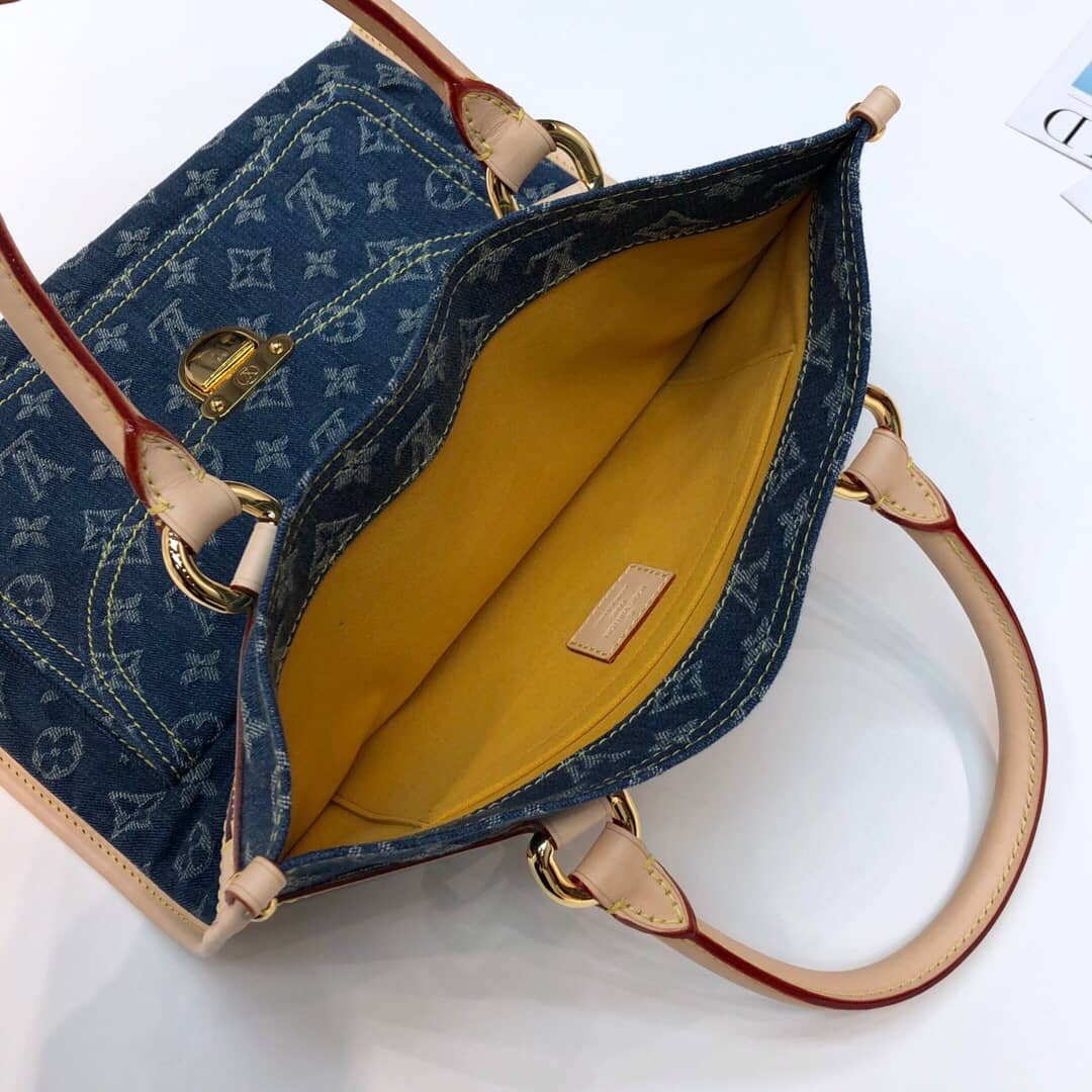 L0vis Vvtt0n Monogram Denim Flat Shopper Tote Replica M95018