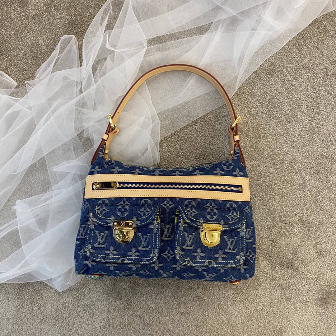 L0vis Vvtt0n Monogram Denim Baggy PM Bag Replica Blue M44464