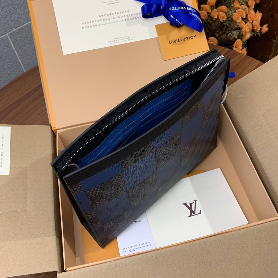 L0vis Vvtt0n Pochette Voyage MM Damier Giant Canvas Replica Blue N60412