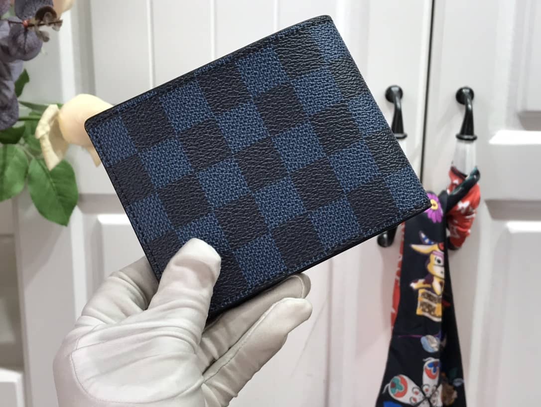 L0vis Vvtt0n Multiple Box Damier Graphite 3D Wallet Replica Blue N60434