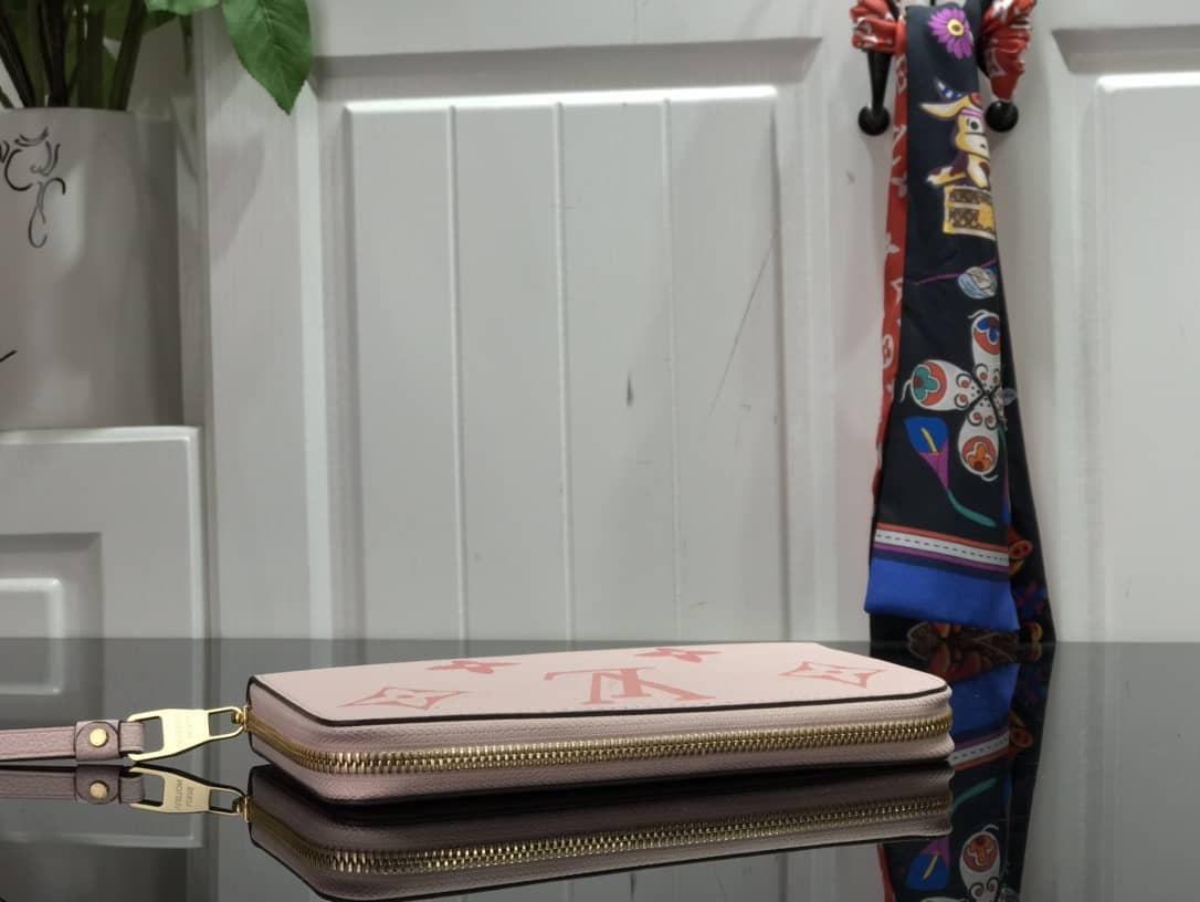 L0vis Vvtt0n Gradient Monogram Leather Zippy Wallet Replica Pink M80402