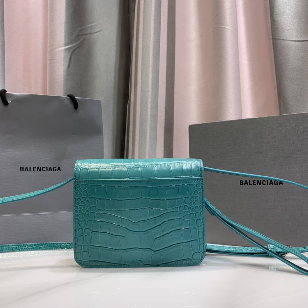 Ba1en*iaga Crocodile Embossed Box Replica Shoulder Bag