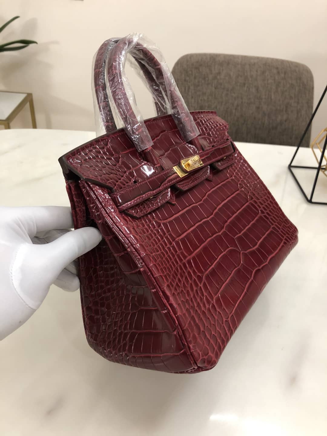 Best Replica H**me5 Birkin 25CM Crocodile Shiny Replica Bag(ColaReps)