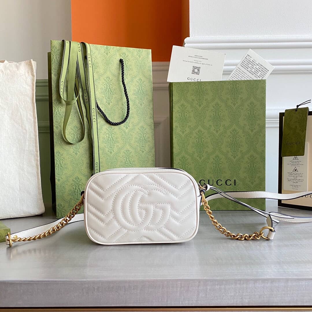 Gvc*1 GG Marmont Matelassé Mini Bag Replica White 448065