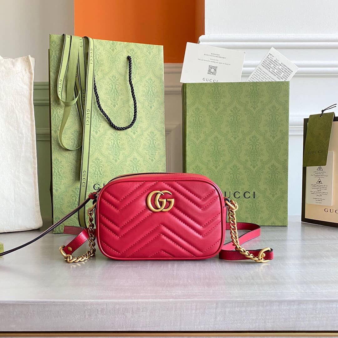 Gvc*1 GG Marmont Matelassé Mini Bag Replica Red 448065