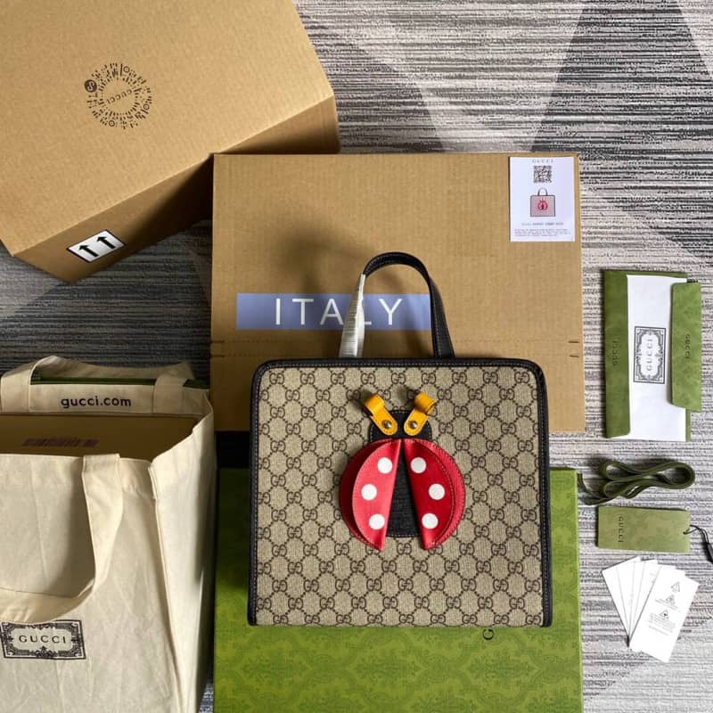 Gvc*1 Children Ladybug GG Svp*me Canvas Tote Replica 664083