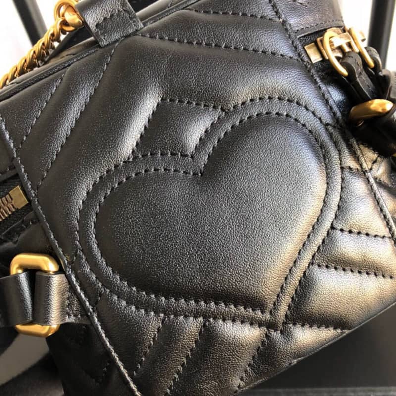 Gvc*1 GG Marmont Matelesse Mini Round Replica Backpack Black 598594