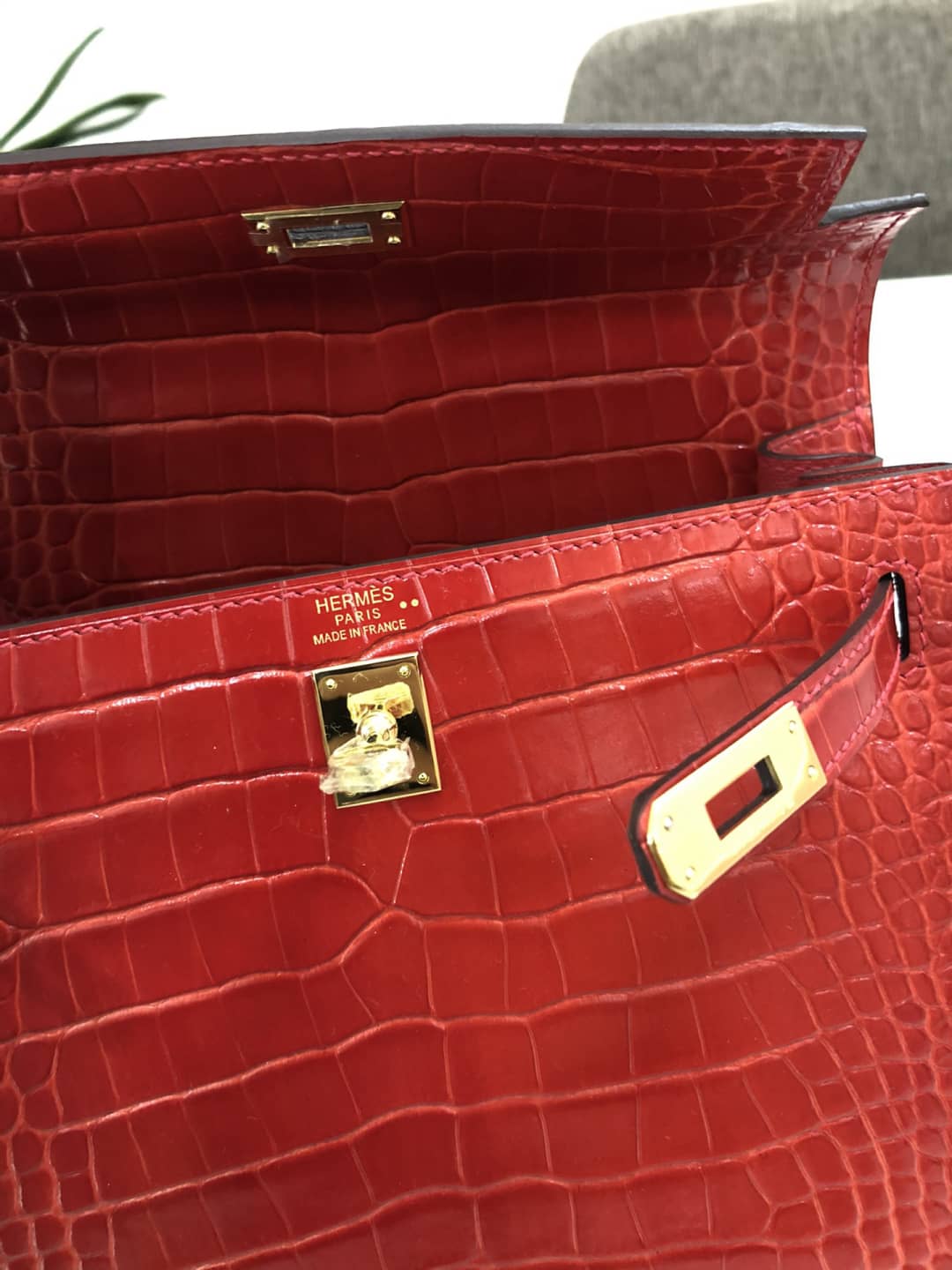 H**me5 Kelly Dupe 25CM Crocodile Shiny Replica Bag