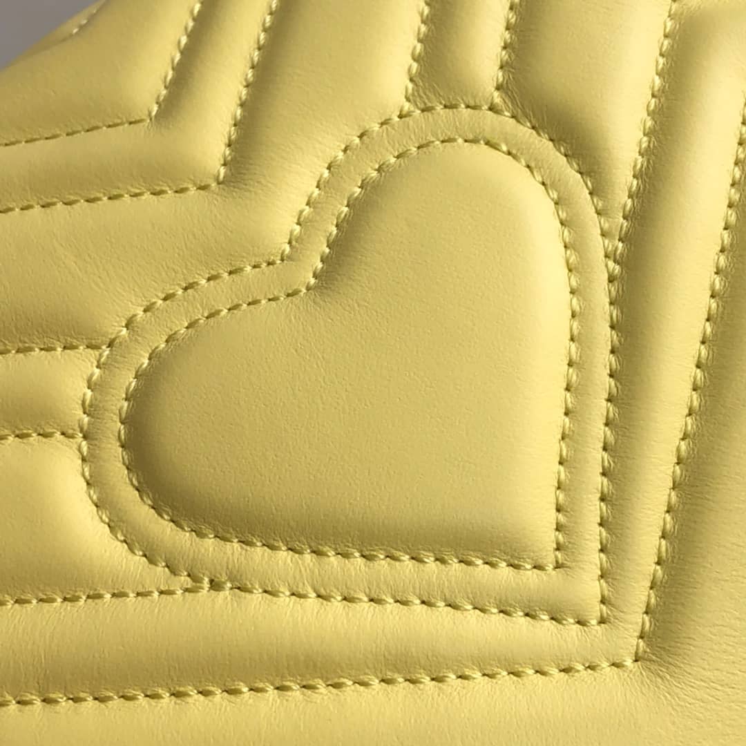Gvc*1 GG Marmont Mini Leather Top Handle Bag Replica Yellow 547260