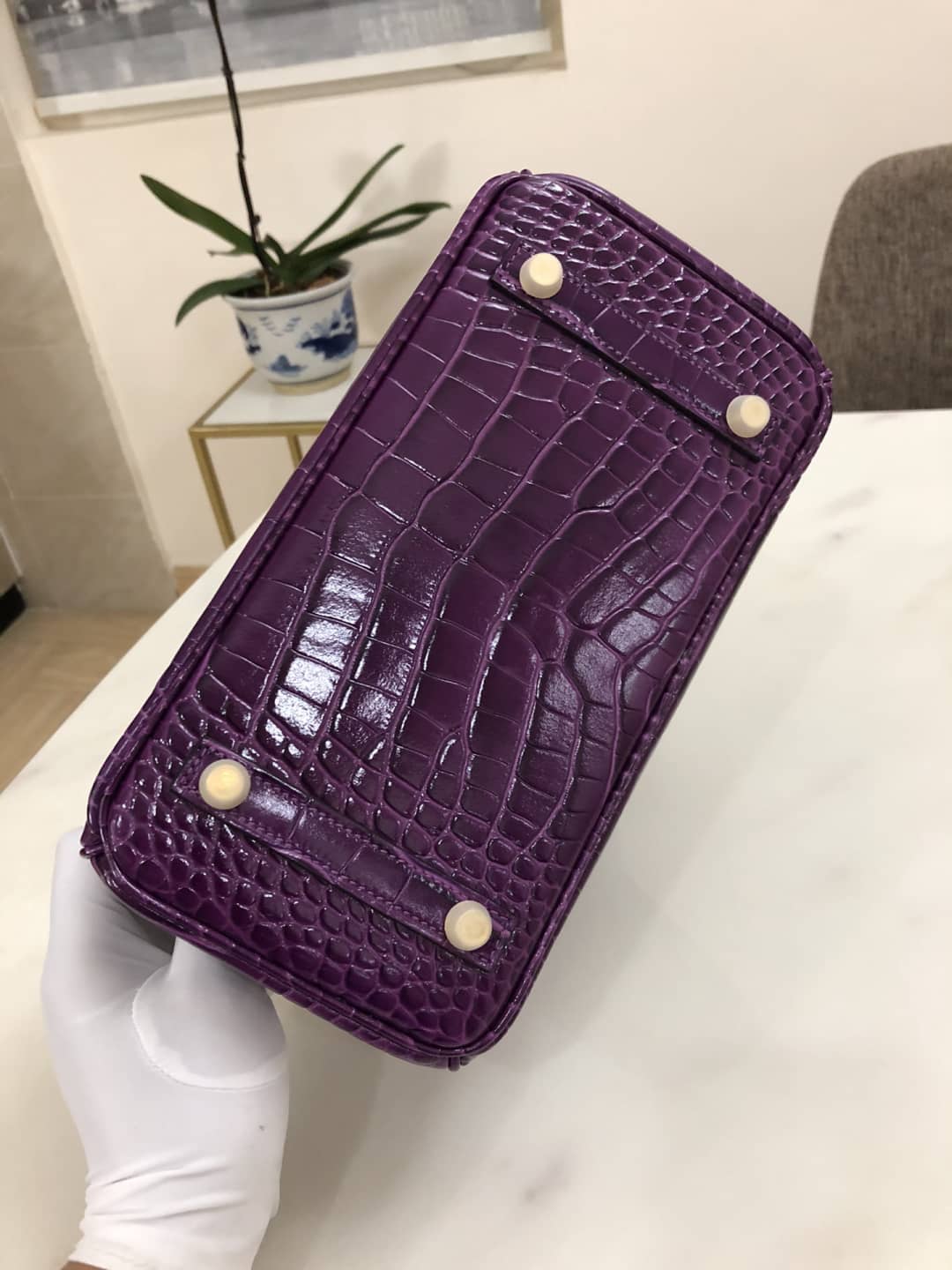 H**me5 Birkin 25CM Crocodile Shiny Replica Bag
