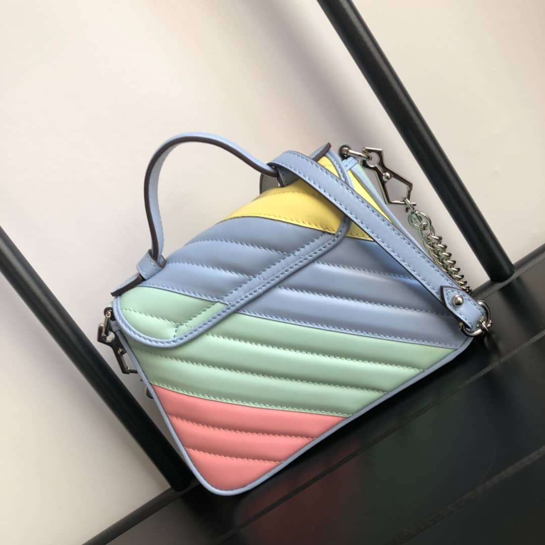 Gvc*1 GG Marmont Mini Leather Top Handle Bag Replica Colorful 547260