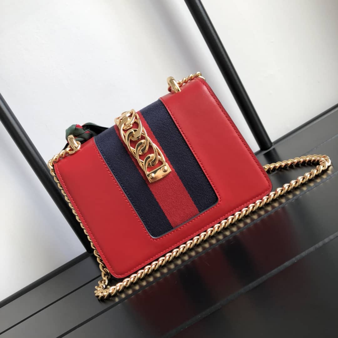 Gvc*1 Sylvie Leather Mini Chain Shoulder Bag Replica Red 431666