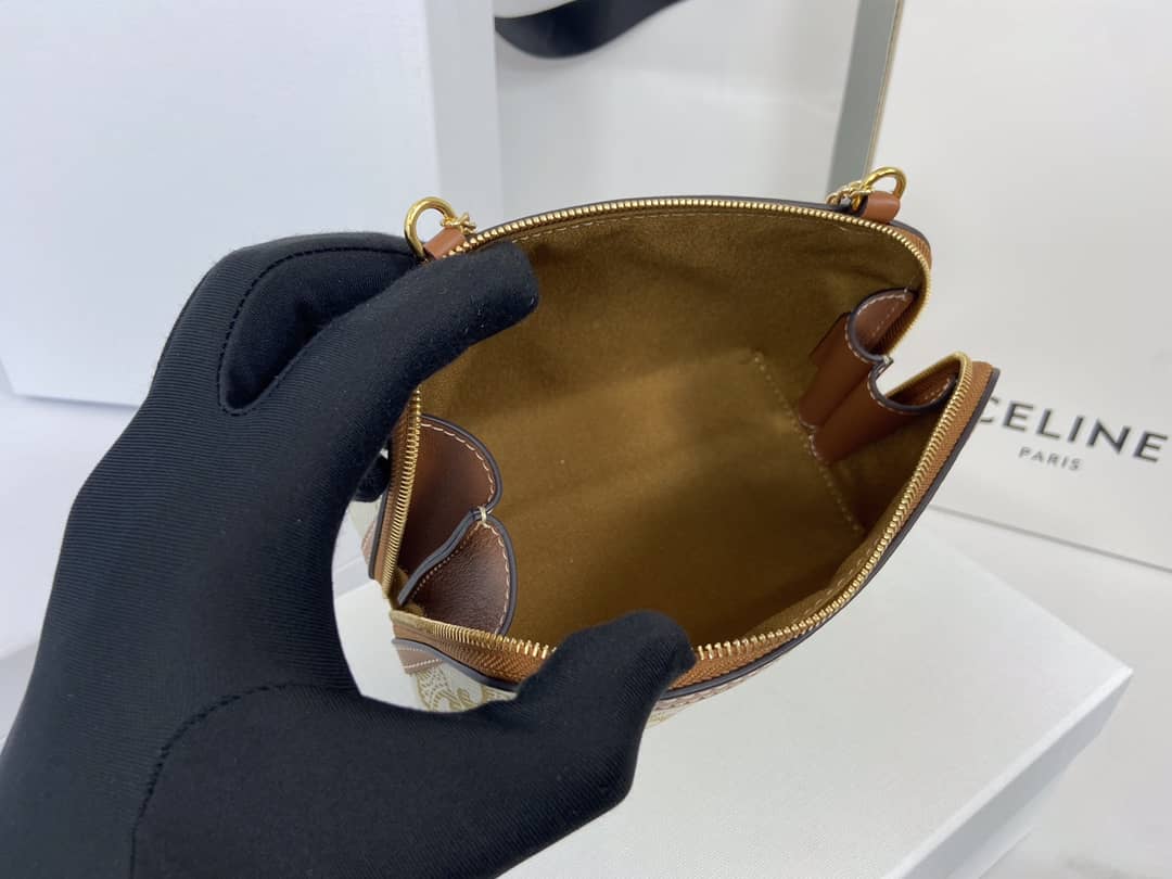 Ce1i*e Bag Dupe Triomphe Canvas Lambskin Chain Replica Clutch