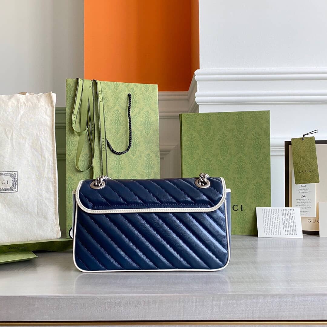 Gvc*1 GG Marmont Matelasse Shoulder Bag Replica Blue 443497