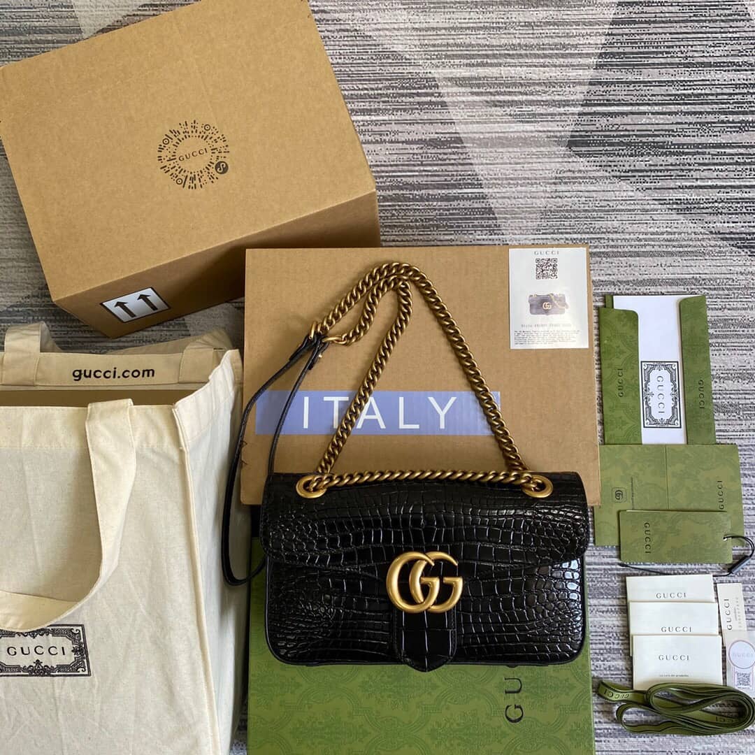 Gvc*1 GG Marmont Matelasse Shoulder Bag Replica Black 443497