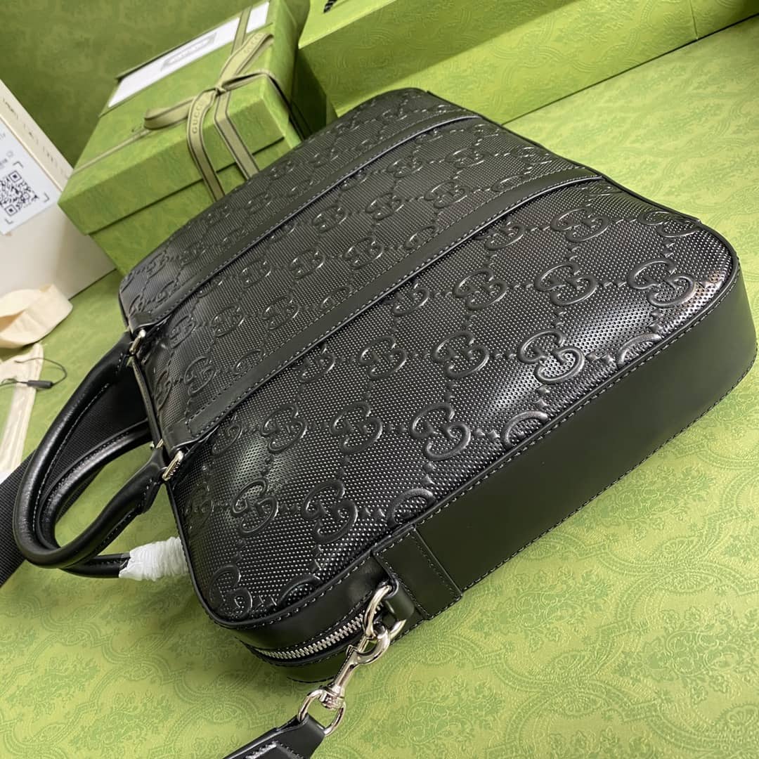 Gvc*1 GG Embossed Mens Briefcase Replica 658573