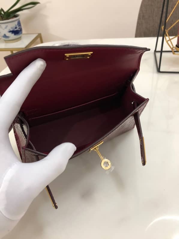 H**me5 Kelly Mini 19CM Crocodile Shiny Replica Bag