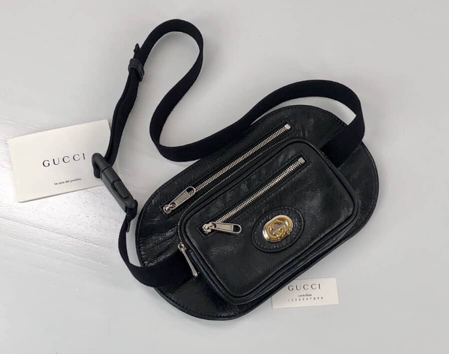 Gvc*1 Soft Leather Belt Bag Replica Black 575857