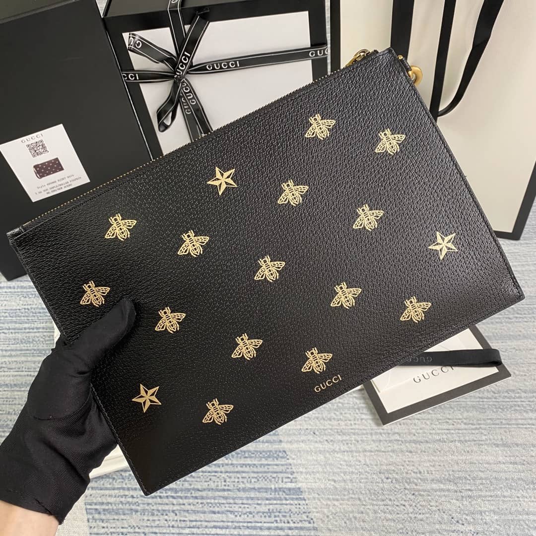 Gvc*1 Mens Bee Star Leather Pouch Replica 495066
