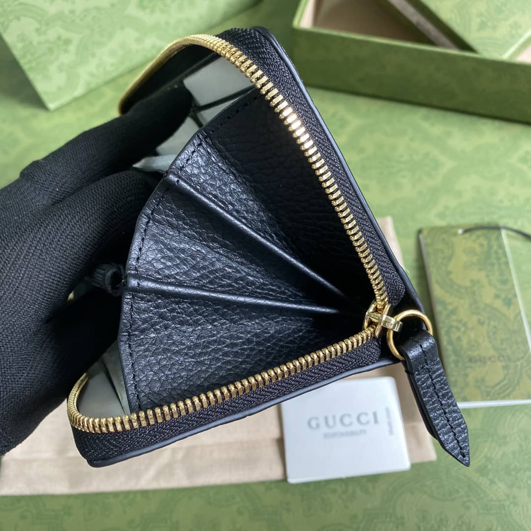 Gvc*1 GG Marmont Leather Zip Long Wallet Replica 456117