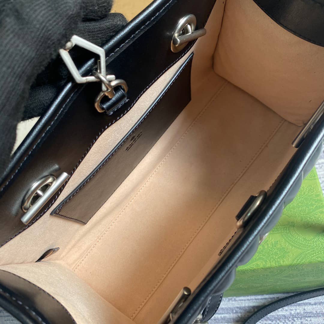 Gvc*1 GG Marmont Small Tote Bag Replica Black 681483